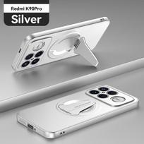 For POCO F8 Ultra Wireless Charging Bracket Phone Case For Xiaomi POCO F8 Pro Metallic Paint Magnetic Holder PC Hard Cover For POCO F8 Pro