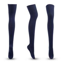 1 Pair Women's Above Knee-Length Stocks Thigh-High Socks Over the Knees Large Size Warm Wool Stockings One size tamsiai mėlyna spalva