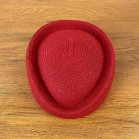 Uniform Stewardess Handmade Teardrop Hat Airline Stewardess Flight Attendant Vintage Pillbox Hat Fashion Summer Straw Beret Hat 56-58cm raudona