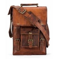 Goat Leather Messenger Briefcase cross body Men Handbag Shoulder S Bag Brown New. SIZE 11X9X4 11X9X4 ruda