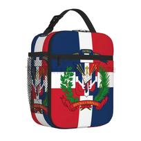 Dominican Republic Flag Insulated Lunch Box Waterproof Bento Tote Bag Portable Reusable Thermal Lunch Box for Travel Work Picnic 26x21x11CM smėlis