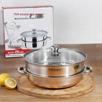 28cm Double Layer Thickened Stainless Steel Steamer Pot - Large Capacity Soup & Hot Pot