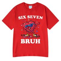 Six Seven Bruh Funny Cartoon Number 67 Brainrot Meme T Shirts Unisex's Women Clothing Fashion Cotton Casual Short Sleeve T-shirts S