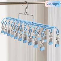Design 20-Clip Stainless Steel Sock Drying Rack – A Multi-Functional Household Tool For Drying Socks, Underwear as the picture