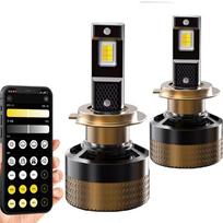 2PCS H7 LED Headlight APP Control 3000K-8000K Ai Mobile Smart LED Chip High Power  H4 H7 HB3 9005 HB4 9006 LED car headlights H1