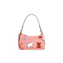 COACH Teri 26 animal print cowhide underarm bag shoulder crossbody handbag women's leather pink rožinė