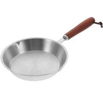 Wooden Handle 304 Stainless Steel Frying Pan Flat Bottom Open Skillet Omelette Pan  Chef 12cm