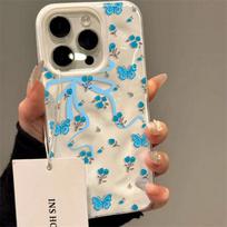 For iPhone 17 16 15 14 13 12 11 Pro Max Air Case Elegant Pink Butterfly Rose Floral Folds Texture Soft Cover For iPhone 16 Plus iPhone 15