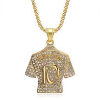Europe, America, Gold-plated and Diamond-encrusted Football Star Neymar No. 10 Jersey Pendant Necklace 2026 60CM