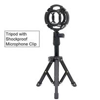 Desktop Metal Tripod Foldable Live Tripod with Cell Phone Adapter Microphone Clip Monocular Binoculars Table Mount Tripod