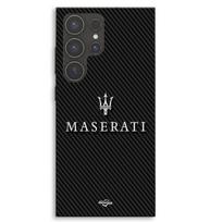 Case For Samsung Galaxy S23 Ultra Maserati white carbon fiber background Maniacase juoda