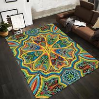 Colorful Mandala Pattern Carpet with Geometric Floral Design, Large Rug Suitable for use as an anti-slip for living room bedroom sofas 40x60cm( 15x23in )