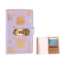 With Password Lock Saving Money Binder Wallet Storage PU Leather Budget Binder with Lock 50Sheets Cash Envelopes Account Book violetinė