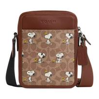 COACH PEANUTS Snoopy Collaboration Teri 16 Detachable Shoulder Strap Printed Coated Canvas Crossbody Shoulder Bag Small Men's Ochre ruda