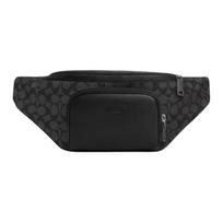 COACH RACER Belt 41 Logo zip closure Smooth calfskin and coated canvas Belt bag Large Men's Charcoal pilka spalva