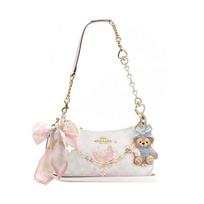 COACH shoulder bag [Customized bag] Teri 25 brand micro-label detachable strap bow silk scarf extension chain printed One thought basic model balta