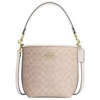 COACH City Bucket 17 Presbyopia printed metal logo coated canvas bucket bag hand-held crossbody shoulder bag small size women's sand auksas