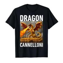 Summer Mens Dragon Cannelloni Italy Brainrot Meme Letter Printed Round Neck Tshirt Neutral 100 Cotton Outdoor Short Sleeve S