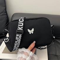 Practical Versatile Butterfly-detail Crossbody Bag Multi-color Opti Letter Strap Adjustable Lightweight for Daily Use Bag