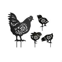 4 Pieces Rooster Hen Animals Stakes Garden Statue Vivid Lifelike Decorative Outdoor Sign