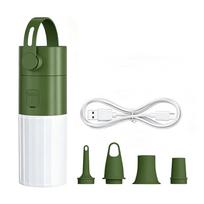 USB Rechargeable Air Pump with Camping Light & 4 Nozzles Mini Electric Air Pump for Pool Floats Vacuum Storage Bags Outdoor Gear žalia