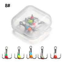 5Pcs/Box Winter Ice Fishing Hooks High Carbon Steel Three-Jaw Hook Artificial Sinking Bait For Ice Fishing Tackle 8# 10# 12# 14#