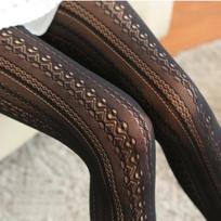 Sexy Lace Knitted Cotton Tights Women Girls Autumn Hollow Out Striped Stockings Hot Selling Female Solid Lolita Pantyhose One Size juoda