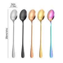 5pcs Long Handle Iced Tea Spoon Stainless Steel Cocktail Ice Cream Stirring Spoons Kitchen Bar Coffeeware Dessert Mixing Tools
