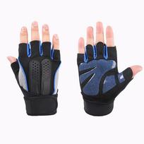 Fitness gloves, men's and women's dumbbell horizontal bar exercise training protection, wear-resistant pull up anti cocoon wrist L mėlyna