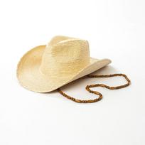 USPOP Handmade Palm Leaf Cowboy Hat Wide Brim Upturned Sun Hat with Wooden Bead Chain Summer Beach Travel Outdoor Straw Hat M 57cm smėlis