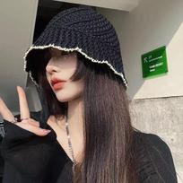 New Summer Handmade Hollow Knitted Crochet Floppy Hats Collapsible Dome Bucket Hat Solid Color Beach Caps Simple Soft Women Hat