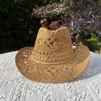 Straw Western Cowboy Hat for Women Men Classic Vintage Hollow Out Unisex Curled Wide Brim Sun Hat Fishing Hat Climbing Cap 55-58CM chaki