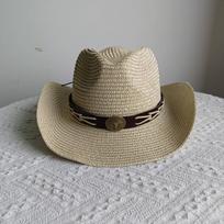 Cowboy hat fashion hollow handmade cowboy straw hat men's summer outdoor travel beach hat unisex solid color western cowboy hat M55-58cm