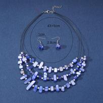Necklace Earrings Set for Women Multilayer Choker Women Jewelry Sets mėlyna