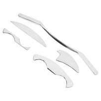 5pcs  set Stainless Steel Gua Sha Scraping Plate Body Muscle Relax Massage Tools Kit white