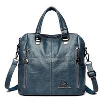 Moterims didelės talpos madingas retro kuprinė & crossbody krepšys KTY mėlyna