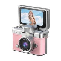 Nykščio dydžio atlenkiamas ekranas Mini kamera Mažytė retro raktų pakabuko skaitmeninė kamera su 1,47  LCD ekranu Vintažinė mikro kišeninė kamera kelionėms, koncertams, studijoms rožinė