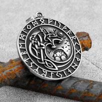 Viking Wolf Necklace Men Stainless Steel Norse Mythology Amulet Pendant Viking Runes Vegvisir Scandinavian Jewelry