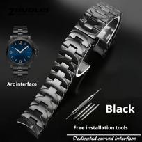 Lenktas galas, vientisas nerūdijančio plieno laikrodžio apyrankė 22mm 24mm Panerai PAM PAM111 laikrodžiams, metalinė arkos dirželis, drugelio sagtelė, vyriškas laikrodžio grandinėlė 24mm