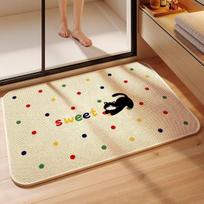 Cartoon Linen Non-Slip Bathroom Mat - Easy Clean, Water Absorbent, Wear-Resistant 40x60 cm
