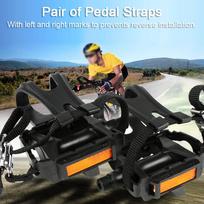 Bike Pedals with Toe Clips and Straps,1 Pair Nylon Cycling Pedals , Toe Clips Cage Suitable for Outdoor Cycling