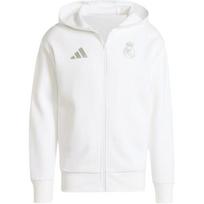 Adidas SS24 Real Madrid Serijos Logotipas Patogus Madingas Su Gobtuvu Ilgomis Rankovėmis Striukė Vyriška Striukė Balta IT3805 3XL