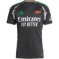 Adidas Arsenal AEROREADY 24/25 išvykos Labrum London V formos iškirpte su gobtuvu trumpomis rankovėmis futbolo marškinėliai vyrams - Juodi S
