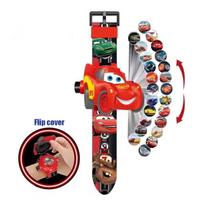 Lightning Cars Mcqueen Wrist Watch 3D Projection Watch 24Pictures 3D Projection Children Toy Student Digital Watch Gift