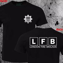 25 trendas Naujoji Londono priešgaisrinė tarnyba LFB Britų ugniagesiai dėvi medvilninius trumpomis rankovėmis marškinėlius su tokio paties raidės spaudiniu S įvairiaspalvis