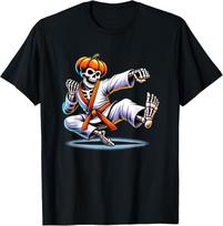 Funny Halloween Skeleton Karate Cool Costume Unisex T-Shirt S įvairiaspalvis