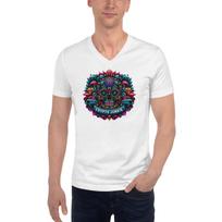 Crypto Mexican Sugar Skull Bitcoin Digital Asset Short Sleeve V-Neck T-Shirt S įvairiaspalvis