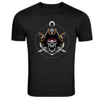 Pirate Skull Anchor Graphic T-Shirt Nautical Skeleton Tee S įvairiaspalvis