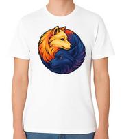 Yin Yang Wolves Wolf Art Unisex Graphic T-Shirt Balance Nature Tee S įvairiaspalvis