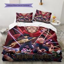 Jujutsu Kaisen Patterned Pillowcase & Duvet Cover Set 3-Piece Anime Bedding Decor Great Gift for Fans YUN6516 135x200cm